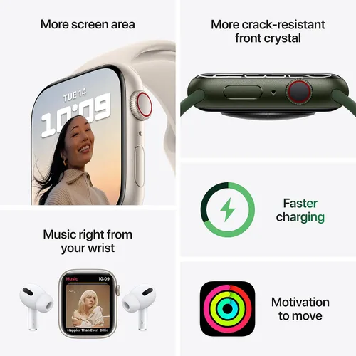 Vista 4 de Apple Reloj - Serie 7 (GPS + celular, 1.77 pulgadas), caja de aluminio roja con correa deportiva roja (renovada)