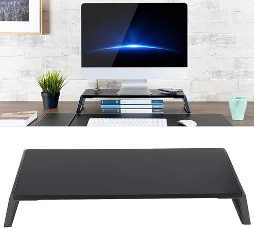 Vista 2 de Pssopp Soporte elevador de madera para monitor, TV PC portátil con almacenamiento, soportes para monitor que mejoran la postura para escritorio