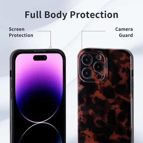 Vista 3 de Funda para iPhone 14 Pro Max, Funda ligera de caparazón de tortuga de TPU para mujeres, soporte de teléfono protector a prueba de golpes y caídas