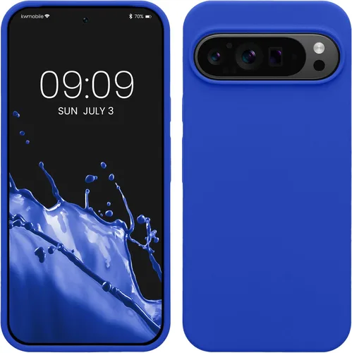 Vista 362 de kwmobile Funda Compatible con Google Pixel 6 Pro - Funda de Teléfono de Silicona TPU con Acabado Suave - Azul Caribe