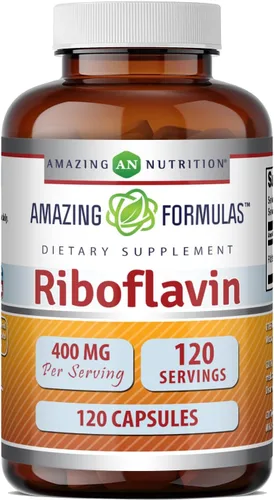 Vista 7 de Amazing Formulas - Suplemento de riboflavina (vitamina B2), 400 mg por porción, 60 cápsulas, sin OMG, sin gluten, fabricado en Estados Unidos