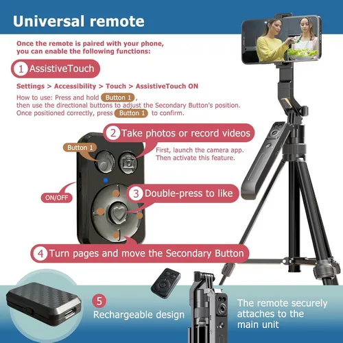 Vista 6 de Kit de vlogging de trípode de seguimiento facial automático para iPhone y teléfono Android con luces duales/micrófono inalámbrico dual/control