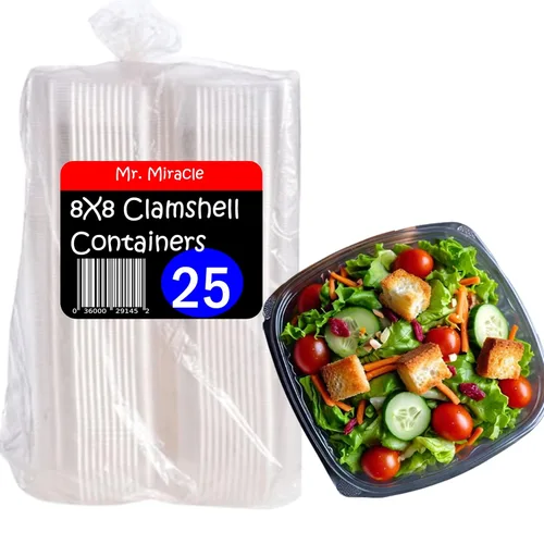 Vista 12 de Mr Miracle - Envases de almeja de plástico transparente desechables, resistentes a fugas y duraderos para entregas como Uber Eats, ideales