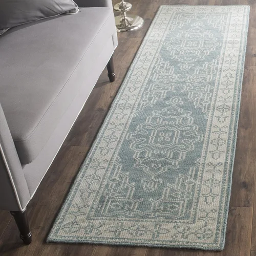 Vista 8 de SAFAVIEH Kenya Collection - Alfombra decorativa, 2 x 3 pies, marfil y azul, lana de medallón oriental anudada a mano, ideal para zonas de alto