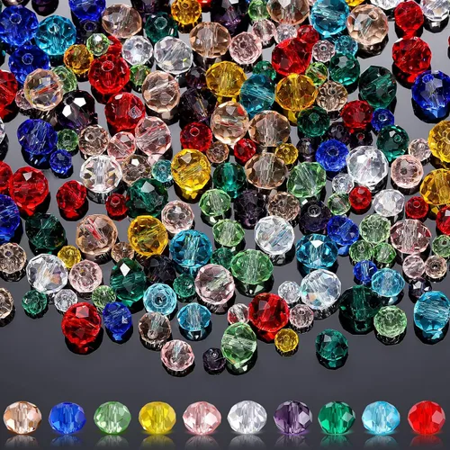 Vista 7 de 1000 piezas de cuentas de vidrio en masa, cuentas de cristal surtidas para hacer joyería, cuentas facetadas de Briolette coloridas para manualidades