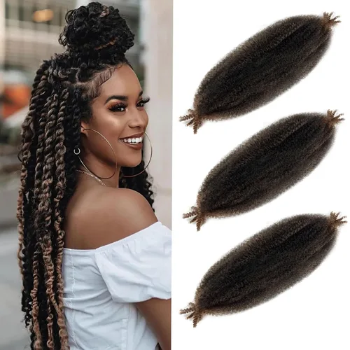 Vista 37 de Extensiones de cabello trenzado con resorte Marley Twist de 8 pulgadas, paquete de 8 para niños, cabello rizado y trenzado kinky, locs suaves