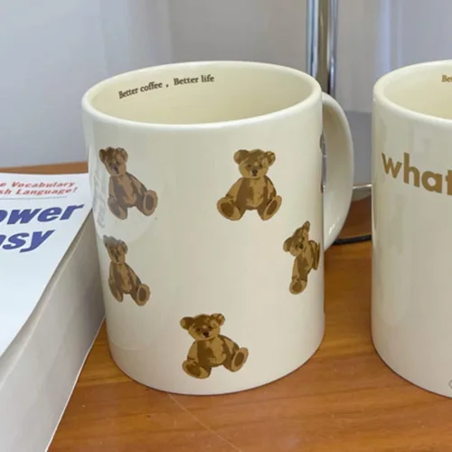 Vista 6 de Lindas Tazas Vintage de Oso de Dibujos Animados de Cerámica Taza de Café Taza de Agua 350ml/12oz Divertido Regalo de Novedad para Mujeres Chicas