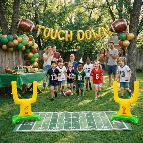 Vista 3 de Decoraciones de fiesta de fútbol y con poste de portería de fútbol, globos de aluminio para niños y adultos, tema deportivo, cumpleaños, día