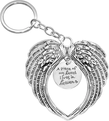 Vista 3 de PHAETON 14PCS Silver Angel Wings Charms Keychain Key Ring for Memorial Keyring Religious Gifts Memorial Decorations