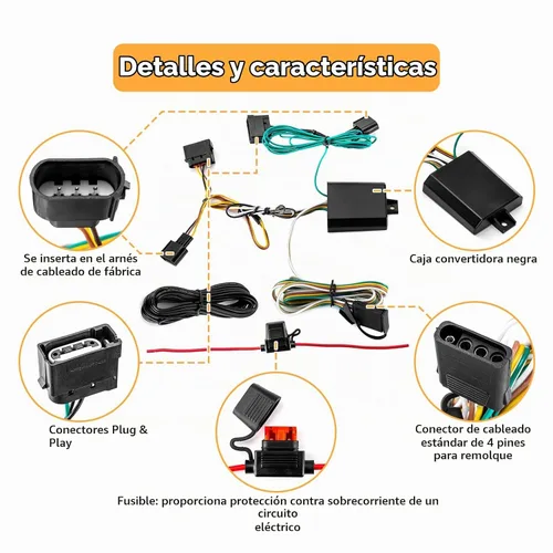 Vista 2 de WeiSen Arnés de cableado de remolque personalizado de 4 pines compatible con Ford Edge Escape Freestar 2004-2012, compatible con Lincoln MKX Fit