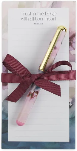 Vista 13 de Christian Art Gifts Juego Compacto de Bloc de Notas Magnético para Nevera y Bolígrafo para Mujer: Confía en el Señor Escritura Inspiradora, Floral