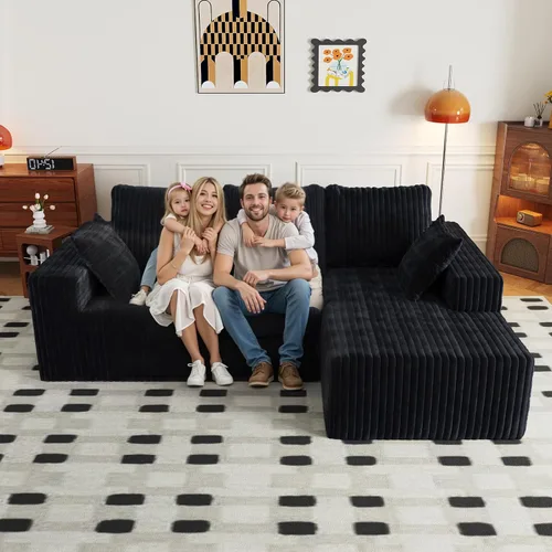 Vista 13 de Cloud - Sofá modular en forma de L con asiento profundo, de espuma viscoelástica comprimida de 3 plazas para sala de estar, sofá modular