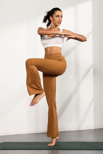 Vista 7 de Vssjavun Pantalones acampanados para mujer pantalones de yoga de pierna ancha cintura alta pantalones fluidos para descansar