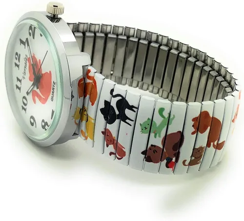 Vista 3 de Varsales Reloj de moda analógico de cuarzo para mujer, diseño de gatito y gato