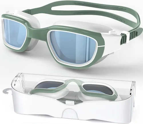 Vista 17 de Gafas de natación polarizadas, gafas de natación unisex para adultos, antivaho, anti UV, vista amplia, gafas de piscina para hombres y mujeres