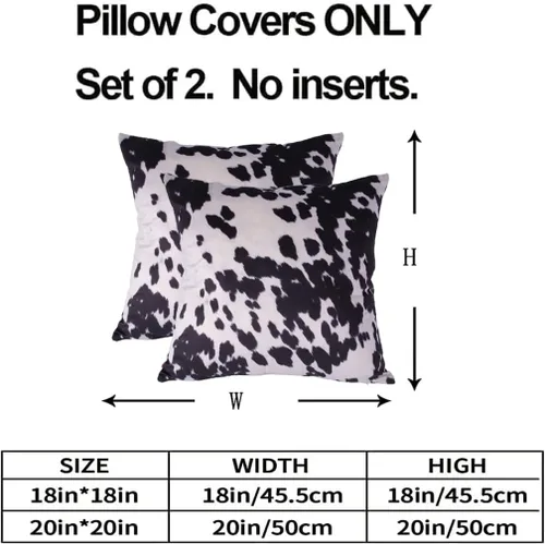 Vista 2 de Fundas de Almohada Decorativas de Terciopelo, Funda de Cojín Cuadrada Decorativa en Blanco y Negro, Estampado de Piel de Vaca, Funda de Almohada