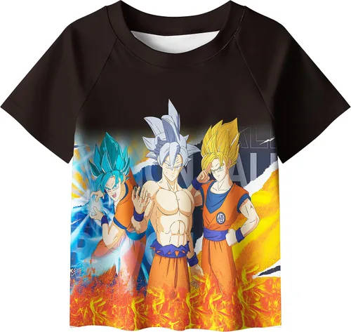 Vista 2 de Conjunto de camiseta de natación y camiones de dragón de anime Super Saiyan Hero Boys Traje de baño Rashguard Manga Fiesta de cumpleaños
