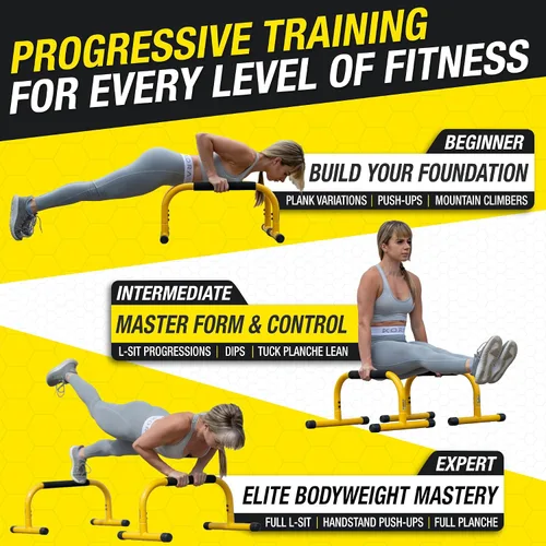 Vista 5 de Lebert Parallette Bars - Equipo de entrenamiento de peso corporal resistente para inmersiones, flexiones, sesiones en L y entrenamientos de núcleo