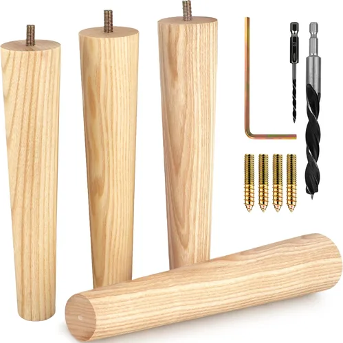 Vista 16 de Airy Abode Patas de madera de fresno prémium para muebles (kit de instalación completa): elige tu tamaño y color Ceniza