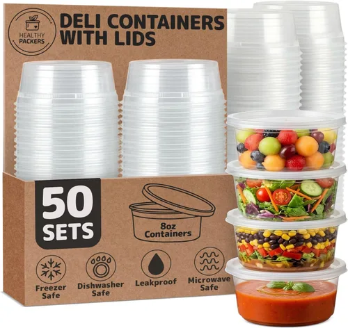 Vista 9 de Healthy Packers Contenedores de almacenamiento de alimentos con tapas herméticas, tarros de plástico transparente para almacenamiento de alimentos