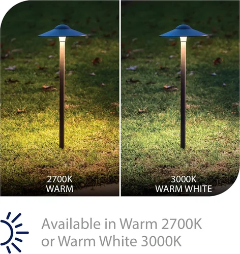 Vista 3 de WAC Iluminación de paisaje, toldo LED de 12 V para camino y área con tapa redonda de 6.5 pulgadas, 2700 K, LED cálido incorporado en bronce