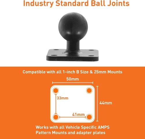 Vista 6 de iBOLT Base de taladro personalizada industrial estándar de metal AMPS patrón de montaje – Con nuestro resistente soporte de bola de doble zócalo