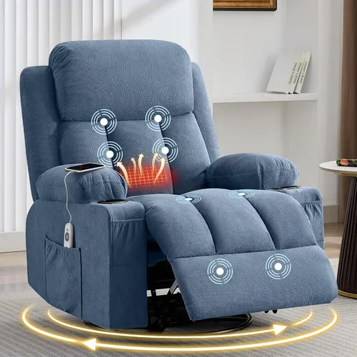 Vista 14 de Silla reclinable de gran tamaño con masaje y calor para ancianos, silla reclinable extra ancha con bolsillo lateral, silla elevadora eléctrica con 2