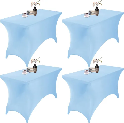 Vista 142 de Paquete de 2 fundas de mesa de elastano impermeables para mesas rectangulares, 6 pies, negras, elásticas, resistentes a manchas, para todas