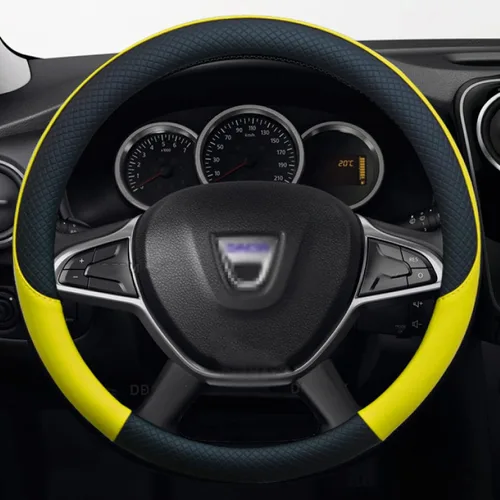 Vista 6 de Para Dacia Sandero Stepway Crossover, para Renault Sandero, cubierta de volante de coche de cuero PU Accesorios para automóviles