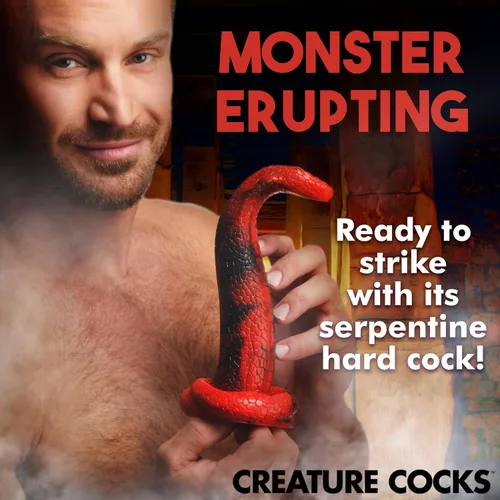 Vista 8 de CREATURE COCKS King Cobra - Consolador de silicona para hombres, mujeres y parejas. Firme y flexible, base de succión fuerte, consolador