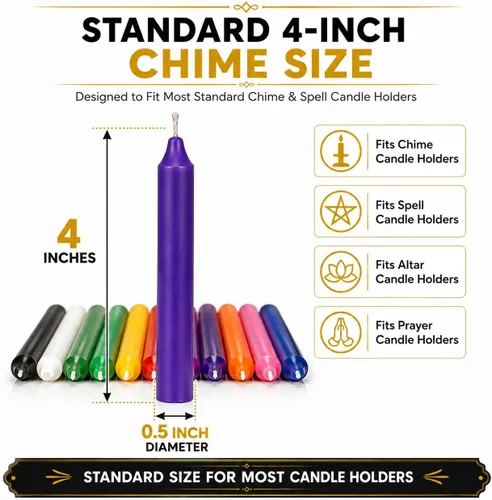 Vista 4 de Dinil Velas de hechizo surtidas, paquete de 100 velas sin perfume de 4 10 colores surtidos