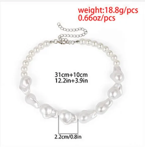 Vista 4 de Cathercing Gargantilla con colgante de perlas irregulares barrocas para mujer, dije vintage, cadena ajustable, simple y elegante, accesorios lindos