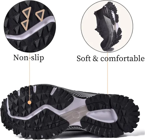 Vista 4 de SUADEX Zapatos de punta de acero indestructibles para hombres y mujeres, zapatos de trabajo ligeros para hombres, cómodos zapatos de seguridad