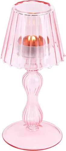 Vista 11 de Gurfuy Candelabro de cristal con forma de lámpara de escritorio – Candelabro de cristal de huracán decorativo para mesa, boda, comedor, centros