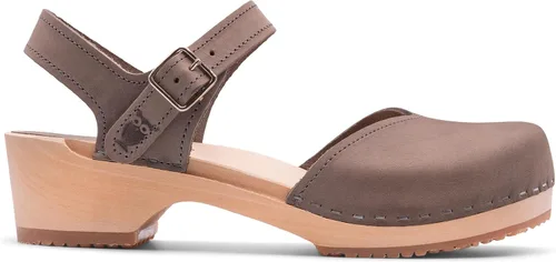 Vista 19 de Sandgrens Zuecos de madera sueca hechos a mano para mujer, sandalias de tacón bajo Zaragasso