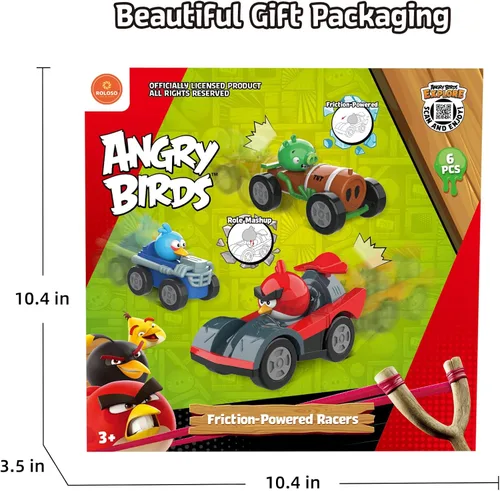 Vista 6 de ROLOSO Juguete coleccionable de Angry Birds Go con licencia de Kart Racer (juego de 6) figuras de rebaño, juegos de cerdo City Strike 2 Takedown