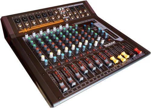 Vista 5 de Boytone BT-88MX- Mezclador de sonido de audio Bluetooth Studio de 9 canales, interfaz de controlador de sonido DJ, conector de micrófono XLR, 1