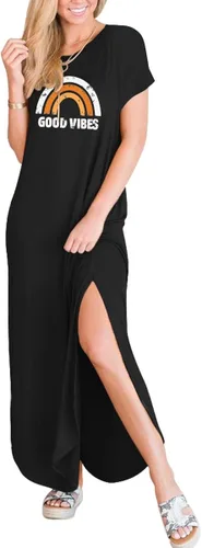 Vista 3 de ANRABESS - Vestido largo de playa de verano con bolsillos, suelto, informal, de manga corta, para mujer