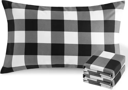 Vista 10 de NTBAY Juego de 2 fundas de almohada a rayas Queen de microfibra cepillada de 1800 hilos a rayas blancas y negras, súper suaves y acogedoras