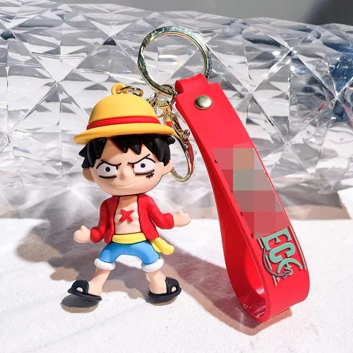 Vista 3 de Llavero con diseño de anime de una pieza, Luffy Law Sanji con colgante de acrílico y accesorios de regalo para hombres y niños, S