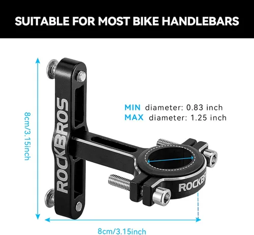 Vista 4 de ROCKBROS Adaptador de jaula de botella de bicicleta, manillar de bicicleta, soporte de botella de agua, soporte de botella de aluminio ajustable