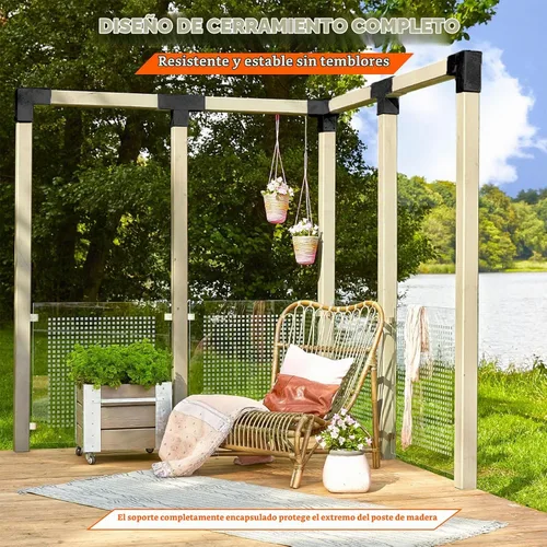 Vista 2 de Kits de soporte para pérgola DIY, soportes de esquina en forma de L de 2 vías para madera de 4 x 4 pulgadas (real: 3.5 x 3.5 pulgadas) para pérgola