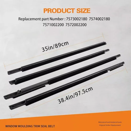 Vista 3 de Burletes de Sellado de Moldura de Ventana Compatible con Toyota Corolla 2003-2008 Reemplazar# 75730-02180 75710-02200 75740-02180 75720-02200