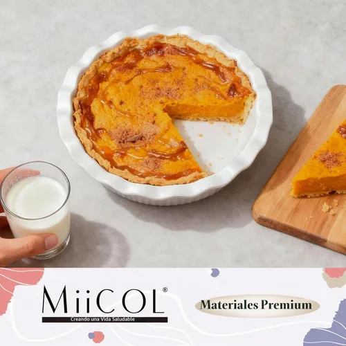 Vista 7 de Miicol Molde de cerámica blanca para tartas, 50 onzas con borde ondulado