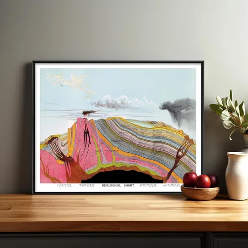 Vista 4 de CLOUD NINE PRINTS Geological Chart Landscape - Vintage Scientific Illustration Art, Educational Wall Art - Unframed
