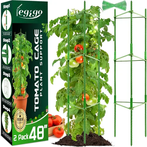 Vista 8 de Legigo Paquete de 2 jaulas de tomate para soporte de plantas de jardín, estacas de jardín de hasta 48 pulgadas, enrejado de tomate para plantas