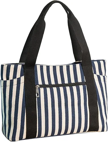 Vista 2 de Lavogel - Bolso de lona a rayas con asa superior para mujer
