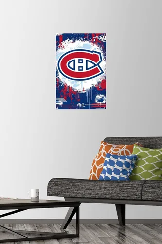 Vista 2 de Trends International NHL Montreal Canadiens - Póster de pared con logotipo Maximalist 23, 14.72 x 22.37 pulgadas, paquete de póster y alfiler premium