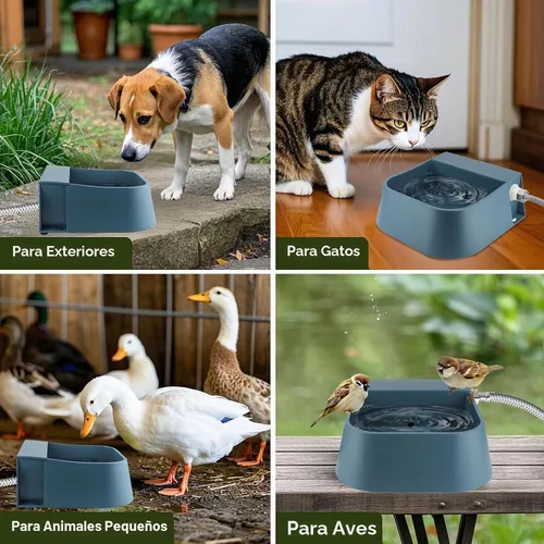 Vista 2 de Cuenco de agua para perros para exteriores, dispensador automático de agua para perros de 2 litros con manguera de 59 pulgadas y válvula