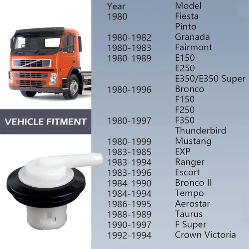 Vista 5 de Kit de válvula de ventilación y ojales, compatible con Ford 1980-1996 F150 F250 F350/Jeep Wrangler Cherokee/Grand Cherokee/Dodge Ram Van, reemplaza